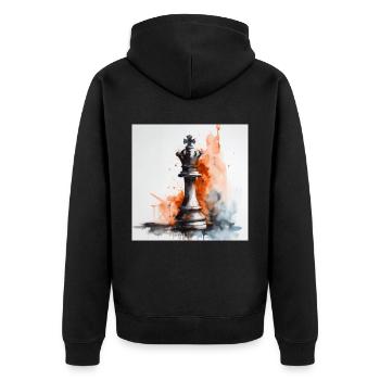 Kunstvoller Schachkönig - Unisex Premium Bio Zip Hoodie - Schwarz - Hinten - Nico (187cm)