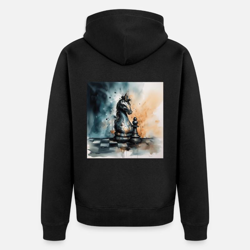 Chevalier d’échecs astucieux - Veste à capuche bio Premium Unisexe - noir