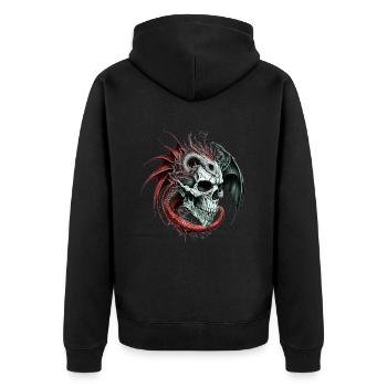 Totenkopf Drache - Unisex Premium Bio Zip Hoodie - Schwarz - Hinten - Nico (187cm)