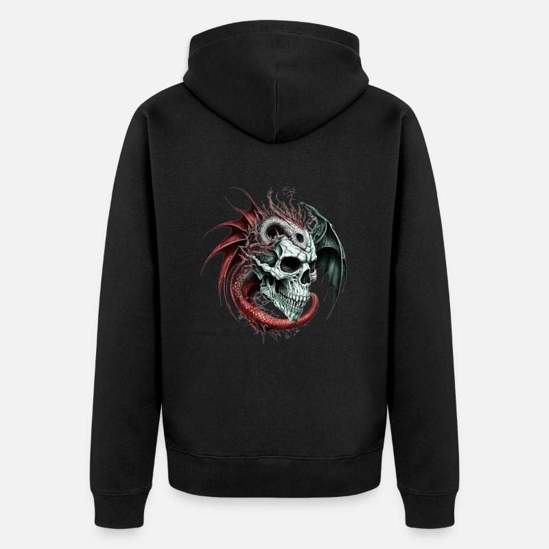 Dragon crânien - Veste à capuche bio Premium Unisexe - noir