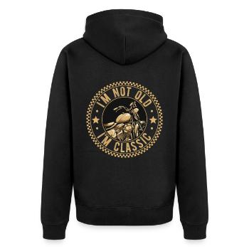 I'm Not Old I'm Classic Motorcycle Bike Motorcycle Riding - Unisex Premium Organic Zip Hoodie - black - Back - Nico (187cm)