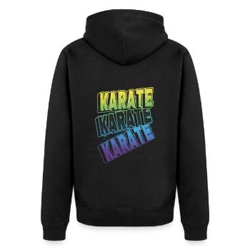 Karate Schrift Kampsport Kampfkunst Kämpfen Sport - Unisex Premium Bio Zip Hoodie - Schwarz - Hinten - Nico (187cm)