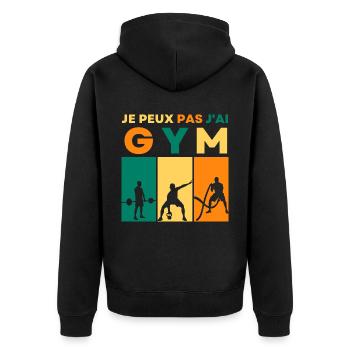 Je peux pas j' ai gym humour musculation fitness - Veste à capuche bio Premium Unisexe - noir - Dos - Nico (187cm)