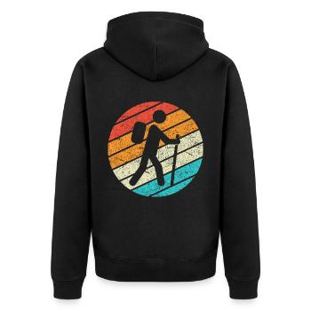 Wandern Hiking Geschenk Sprüche - Unisex Premium Bio Zip Hoodie - Schwarz - Hinten - Nico (187cm)