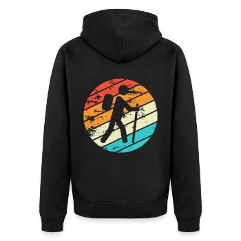 Wandern Hiking Geschenk Sprüche - Unisex Premium Bio Zip Hoodie - Schwarz - Hinten - Nico (187cm)