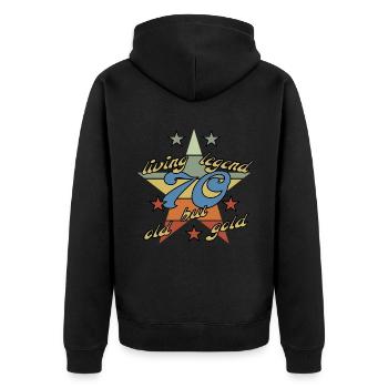 70. Geburtstag, opa oma mit stern oldie - Unisex Premium Bio Zip Hoodie - Schwarz - Hinten - Nico (187cm)