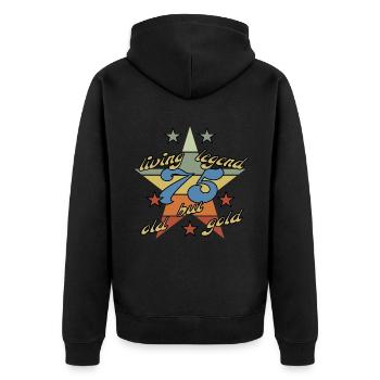 75 Jahe auf dem Buckel, Geburtstag Rentner - Unisex Premium Bio Zip Hoodie - Schwarz - Hinten - Nico (187cm)