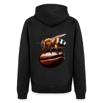 Bienen Kaffee - Unisex Premium Bio Zip Hoodie - Schwarz - Hinten - Nico (187cm)