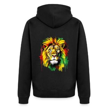 Lion Jamaïque Couleurs Reggae Rasta Rastafari Animal - Veste à capuche bio Premium Unisexe - noir - Dos - Nico (187cm)