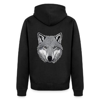 Wolf - Unisex Premium Bio Zip Hoodie - Schwarz - Hinten - Nico (187cm)