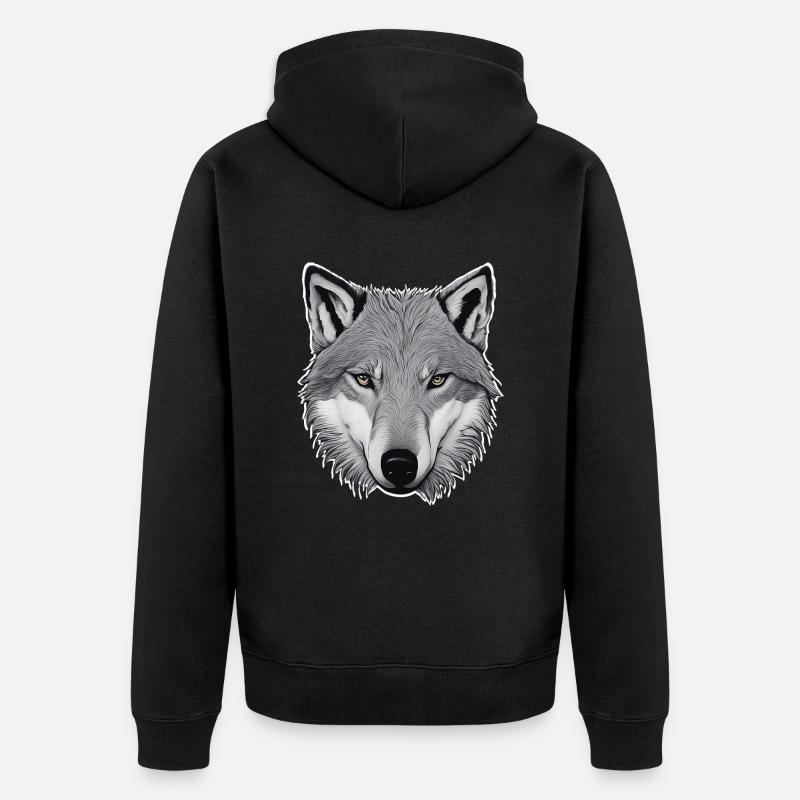 Wolf - Unisex Premium Bio Zip Hoodie - Schwarz