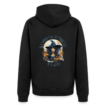 In a world full of princesses be a witch Hexen - Unisex Premium Bio Zip Hoodie - Schwarz - Hinten - Nico (187cm)