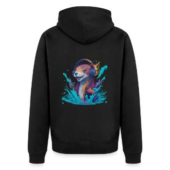 musasaukko - Unisex Premium Organic Zip Hoodie - black - Back - Nico (187cm)