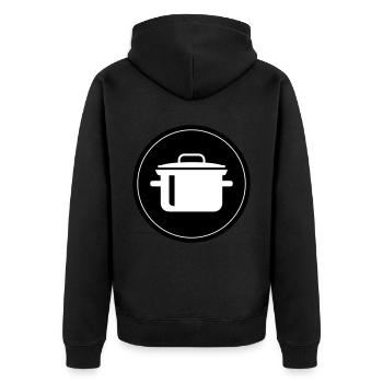 kochtopf kochen - Unisex Premium Bio Zip Hoodie - Schwarz - Hinten - Nico (187cm)