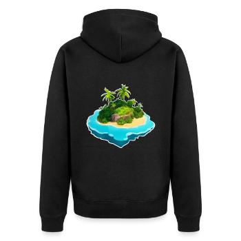 Insel in den Tropen - Unisex Premium Bio Zip Hoodie - Schwarz - Hinten - Nico (187cm)