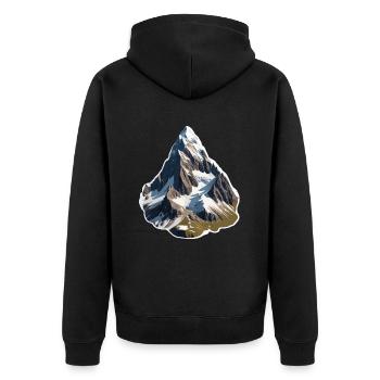 Mountain - Unisex Premium Organic Zip Hoodie - black - Back - Nico (187cm)