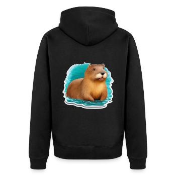 Biber süß - Unisex Premium Bio Zip Hoodie - Schwarz - Hinten - Nico (187cm)
