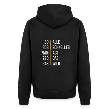 Jäger Jagd Jagen Herren Wild Geschenk - Unisex Premium Bio Zip Hoodie - Schwarz - Hinten - Nico (187cm)