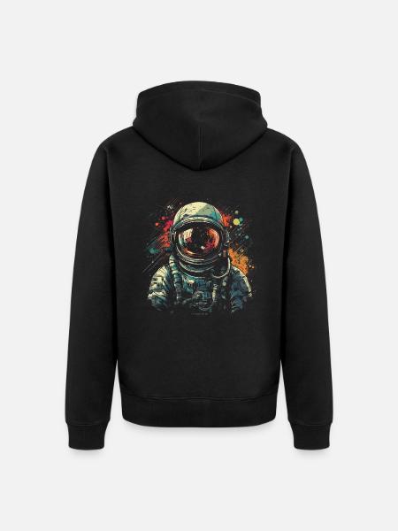 Cool astronaut i retro look - Premium økologisk unisex-hættejakke - sort