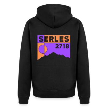Serles Wanderung Bergtour Stubaital Stubai - Unisex Premium Bio Zip Hoodie - Schwarz - Hinten - Nico (187cm)