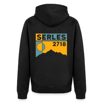 Serles Höhe Gipfel Wanderung Bergtour Stubaital - Unisex Premium Bio Zip Hoodie - Schwarz - Hinten - Nico (187cm)