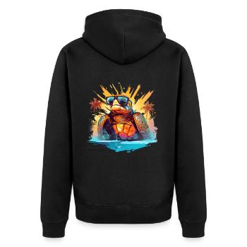 Schildkröte Sonnenbrille Sommer Strand Tier Panzer - Unisex Premium Bio Zip Hoodie - Schwarz - Hinten - Nico (187cm)