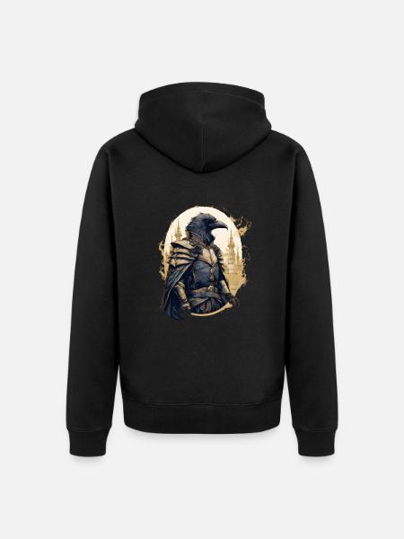 Rabe Rüstung Mittelalter Schloss Ritter Vogel - Premium økologisk unisex-hættejakke - sort