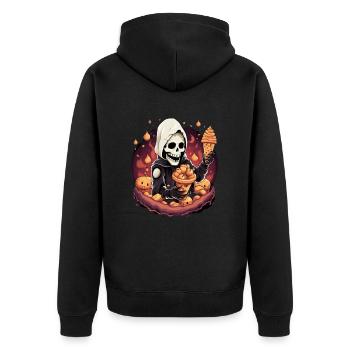 Skeleton Halloween Ice Cream Ice Cream - Unisex Premium Organic Zip Hoodie - black - Back - Nico (187cm)