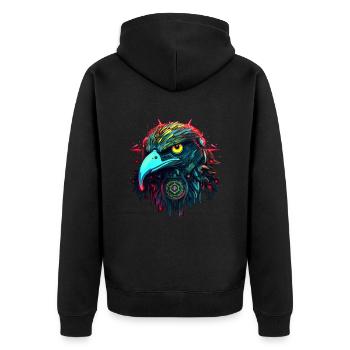 Adler Roboter - Unisex Premium Bio Zip Hoodie - Schwarz - Hinten - Nico (187cm)
