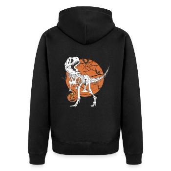 Halloween T-Rex Dinosaur - Unisex Premium Bio Zip Hoodie - Schwarz - Hinten - Nico (187cm)
