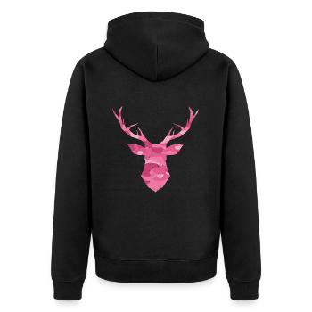 Tête de cerf camouflage camouflage rose - Veste à capuche bio Premium Unisexe - noir - Dos - Nico (187cm)