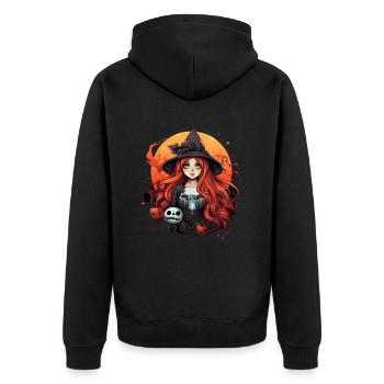 Halloween Hentai - Unisex Premium Bio Zip Hoodie - Schwarz - Hinten - Nico (187cm)