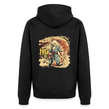 Anime Dragon Mann - Unisex Premium Bio Zip Hoodie - Schwarz - Hinten - Nico (187cm)