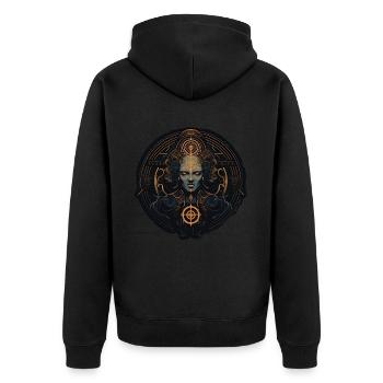Abstrakte Formen mit Mensch - Unisex Premium Bio Zip Hoodie - Schwarz - Hinten - Nico (187cm)