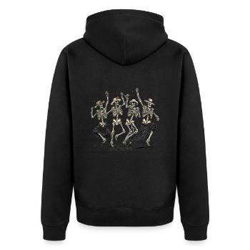 Tanzende Skelette - Unisex Premium Bio Zip Hoodie - Schwarz - Hinten - Nico (187cm)