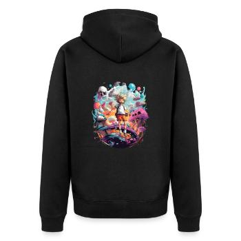 Anime Character Endteckt neue Bunte Welten - Unisex Premium Bio Zip Hoodie - Schwarz - Hinten - Nico (187cm)