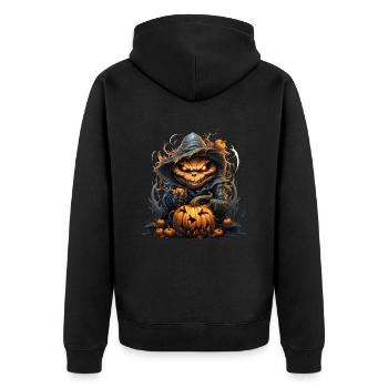 Pumpkin - Unisex Premium Bio Zip Hoodie - Schwarz - Hinten - Nico (187cm)