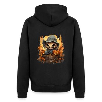 Pumpkin - Unisex Premium Bio Zip Hoodie - Schwarz - Hinten - Nico (187cm)