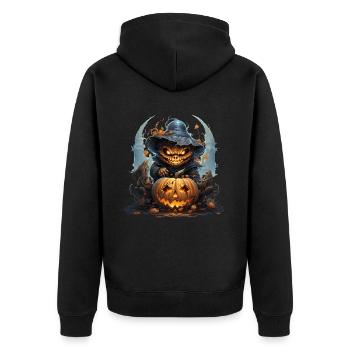 Pumpkin - Unisex Premium Bio Zip Hoodie - Schwarz - Hinten - Nico (187cm)