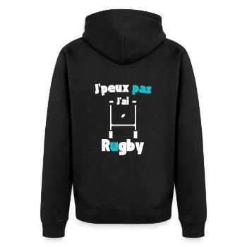 J'peux pas j'ai rugby - Veste à capuche bio Premium Unisexe - noir - Dos - Nico (187cm)