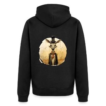 Känguru mit Zylinder retro style - Unisex Premium Bio Zip Hoodie - Schwarz - Hinten - Nico (187cm)