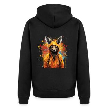 Kangaroo Graffiti - Unisex Premium Organic Zip Hoodie - black - Back - Nico (187cm)