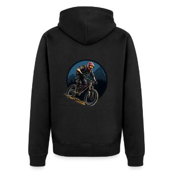 Mountain Bike Bicycle Hobby Leisure Sports Wilderness - Unisex Premium Organic Zip Hoodie - black - Back - Nico (187cm)