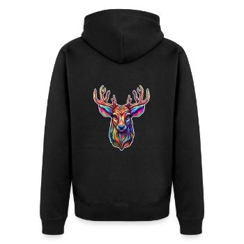 Reindeer, Animal, Nature, Rainbow, Wild, Deer, Wilderness - Unisex Premium Organic Zip Hoodie - black - Back - Nico (187cm)