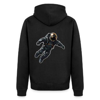 Astronaut Pilot Weltraum Galaxy Rakete Raumschiff - Unisex Premium Bio Zip Hoodie - Schwarz - Hinten - Nico (187cm)
