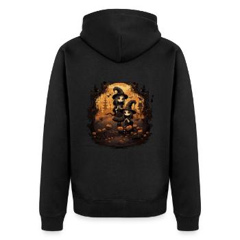 Halloween Hexen - Unisex Premium Bio Zip Hoodie - Schwarz - Hinten - Nico (187cm)