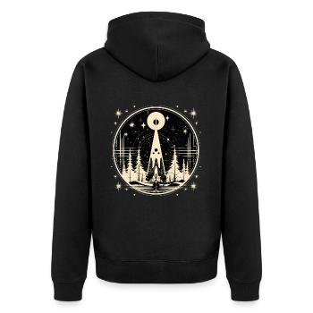 Weihnachten Im Retro Stil - Unisex Premium Bio Zip Hoodie - Schwarz - Hinten - Nico (187cm)