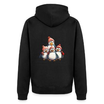 Pinguin Familie Winter Weihnachten Winter Tier - Unisex Premium Bio Zip Hoodie - Schwarz - Hinten - Nico (187cm)
