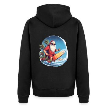 Santa or Santa Claus with glasses surfing - Unisex Premium Organic Zip Hoodie - black - Back - Nico (187cm)