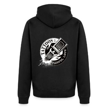 TATTOOS PAINFUL LOVE - Unisex Premium Bio Zip Hoodie - Schwarz - Hinten - Nico (187cm)